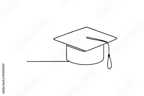 Graduation cap continuous one line drawing minimalism design