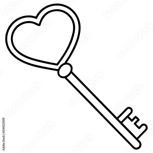 Heart Key line art vector 
