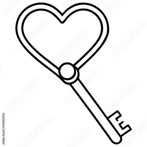 Heart Key line art vector 