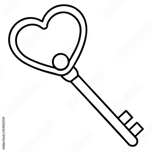Heart Key line art vector 