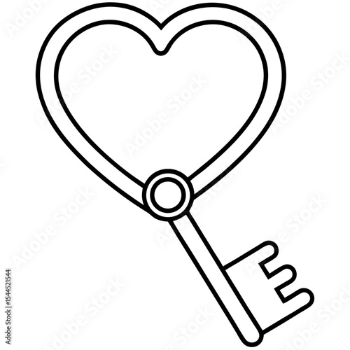 Heart Key line art vector 