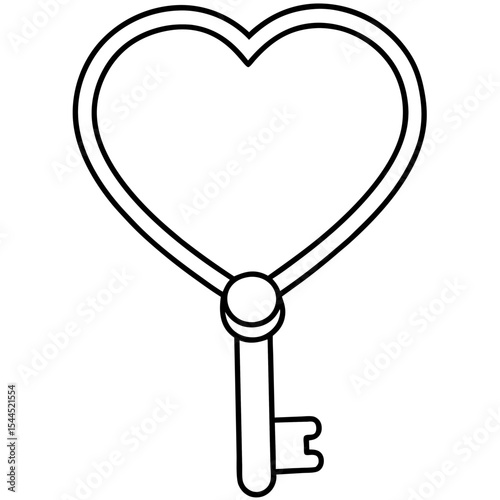 Heart Key line art vector 
