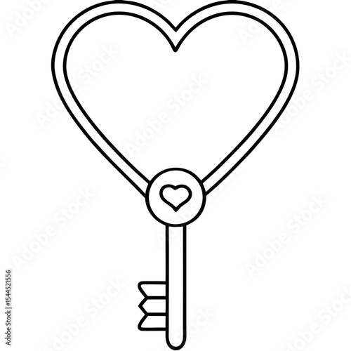 Heart Key line art vector 