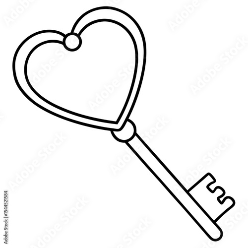 Heart Key line art vector 