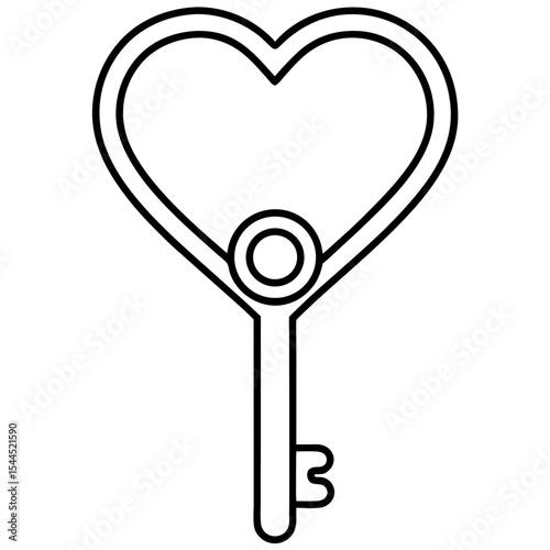 Heart Key line art vector 