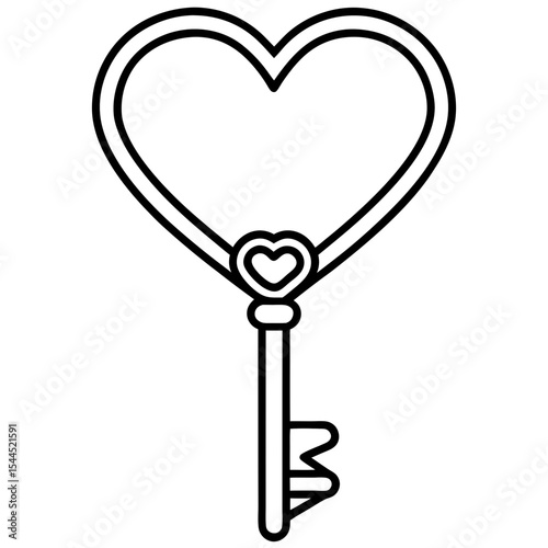 Heart Key line art vector 