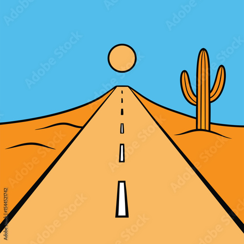 hot cartoon desert road.eps