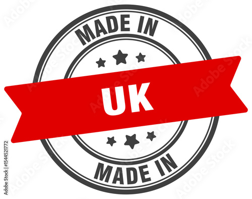 Made in uk round sign. Made in uk stamp.