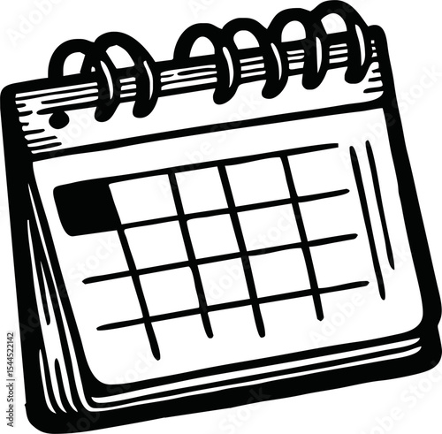 Calendar doodle schedule hand drawn sketch style icon. Date, reminder hand drawn concept. Vector illustration