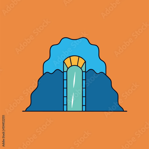magical waterfall cave entrance.eps