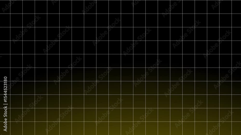 Animated grid lines moving from bottom to top background video in 4k. Minimal technology light yellow grid on black background motion animation.