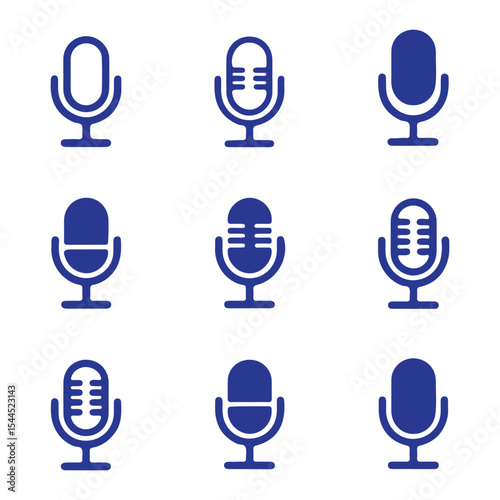Microphone icon set. Different microphone collection. Vector