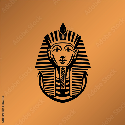 pharaoh head logo illustration, symmetrical design, 