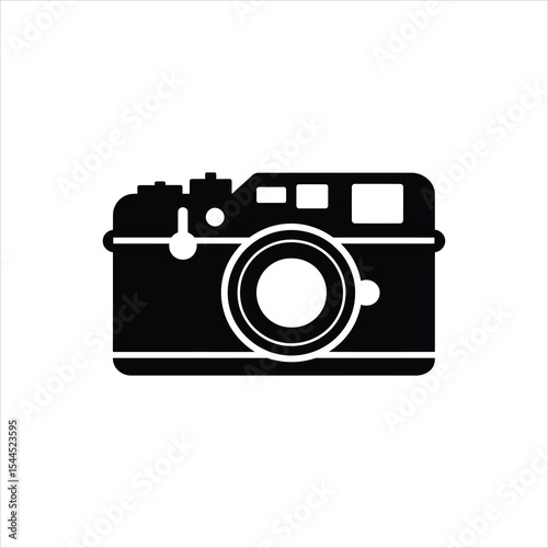 Minimalist Camera Icon Silhouette Vector Isolated on White Background