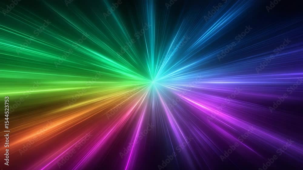 Dynamic Multi Color Light Streaks Radiating from Center with a Dark Background