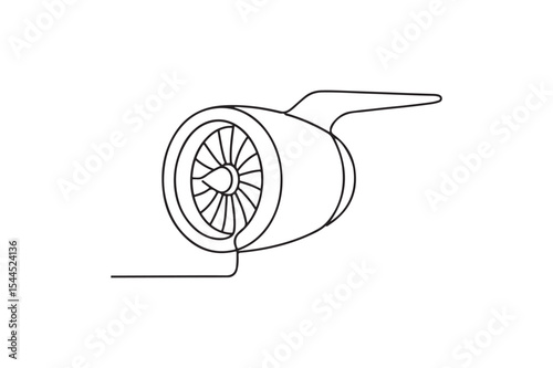 Aircraft Engine continuous one line drawing minimalism design