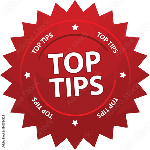 Top Tips: A striking emblem, radiating guidance. conveying top tips, this visual element's design suggests valuable insight, guidance, and expert knowledge.