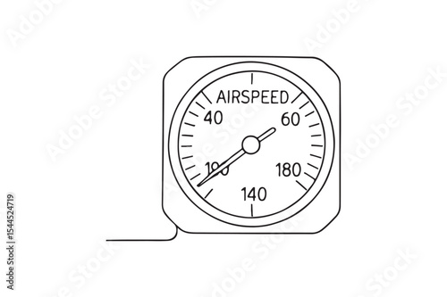 Airspeed Indicator continuous one line drawing minimalism design