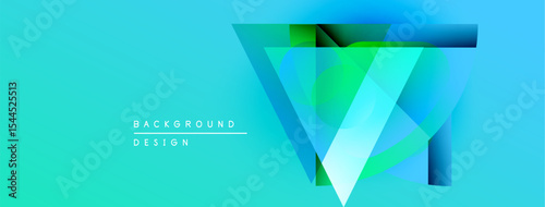 Abstract geometric design. Vibrant turquoise, green hues create layered effect. Modern background suitable for presentations, graphics.