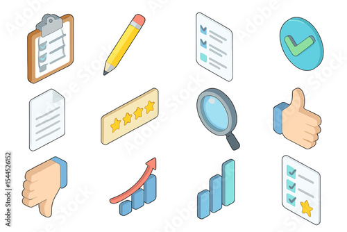 Colorful rating and feedback icons for online reviews and surveys