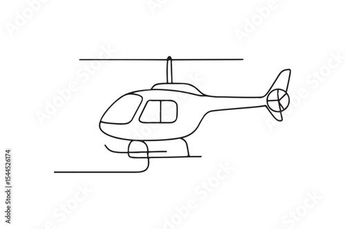 Helicopter Side View continuous one line drawing minimalism design