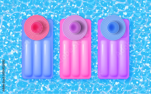 Color air mattresses and beach hats