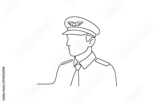 Pilot Headshot continuous one line drawing minimalism design