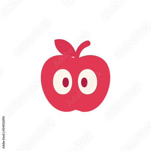 A cartoon apple with large eyes