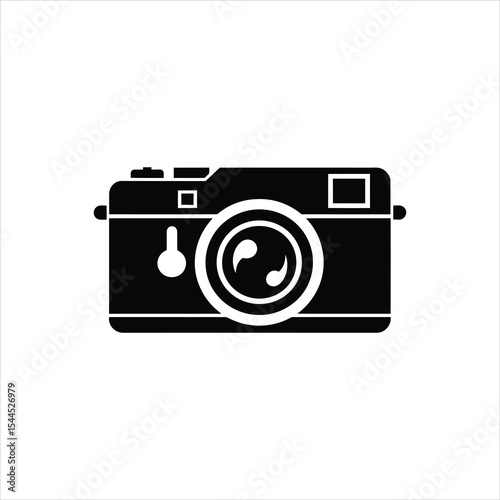 Minimalist Camera Icon Silhouette Vector Isolated on White Background
