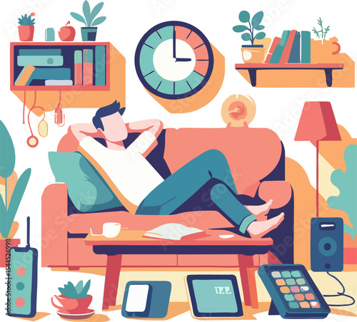 Flat Vector Set – Mindful Living and Digital Detox Themes