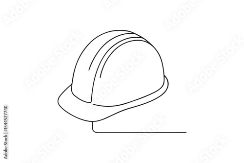 Safety Helmet continuous one line drawing minimalism design