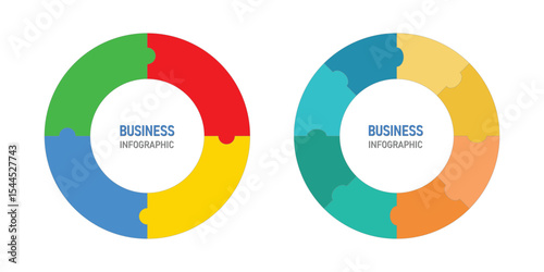 Circle puzzle infographic. Diagram, graph, presentation. Set of puzzle pieces. Vector illustration	