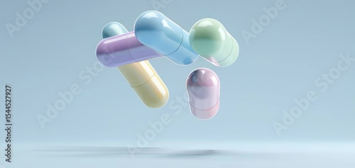 Colorful capsules float against a neutral background, symbolizing health and wellness in the pharmaceutical industry.