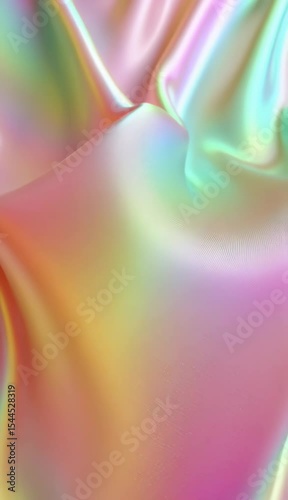 A vibrant, iridescent fabric creating a stunning visual with soft pastel colors and smooth texture.