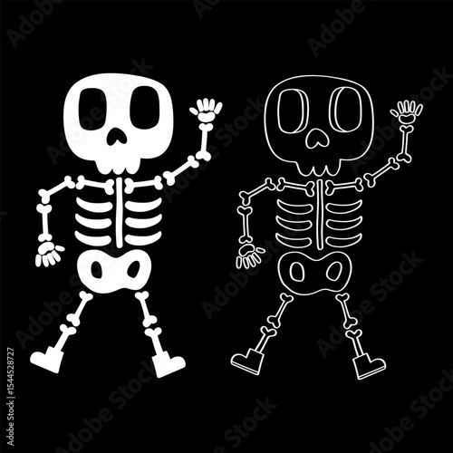 Hand drawn skeleton cartoon illustration