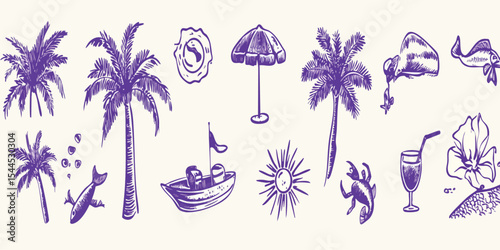 Hand-drawn Tropical Icons