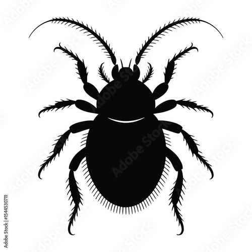 Mite Silhouette, Vector, Illustration, Icon, Logo, White Background.