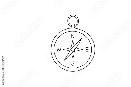 Compass continuous one line drawing minimalism design