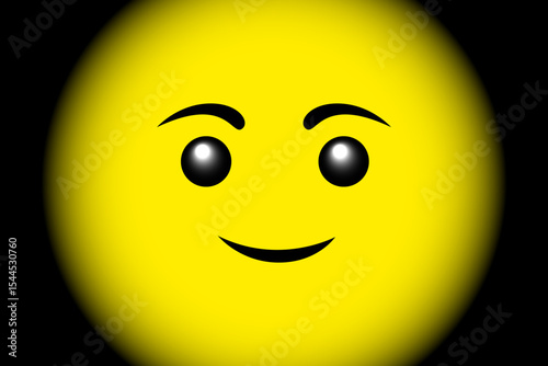 Beautiful yellow Smiley emoji isolated on black background - vector illustration