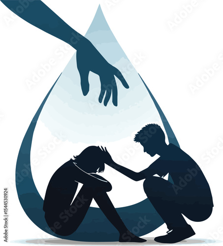 Silhouette vector illustration of people, a black couple, or a man and woman fighting with a gun, hands in sport or fashion dance