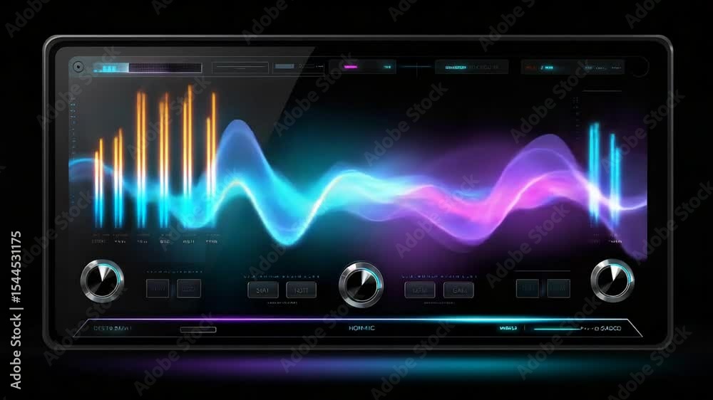 Abstract Audio Waveform Visualizer Animation Loop for Music Production Software Interface