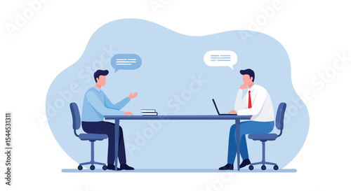 Professional Collaboration at Desk Flat Vector Graphic, Team Discussion Concept