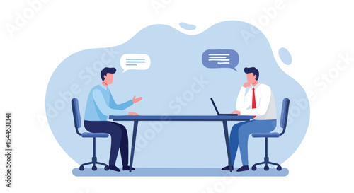 Two Men in Business Dialogue Editable Vector Art, Corporate Communication Visual
