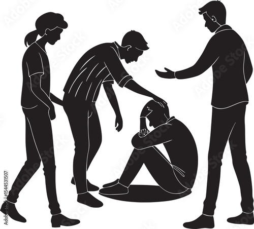 Business people, a man and woman, shake hands in silhouette, a vector illustration of two professional individuals