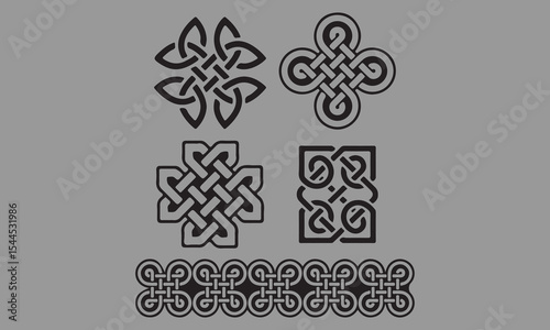 set of abstract geometric shapes silhouette, icon, vector, celtic, ornament, knot, illustration, black, pattern, intricate, outline, tattoo, geometric, irish, art, element, decoration, design, symbol,