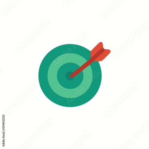 A flat design target with a red arrow hitting the center