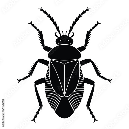 Triatomine Bug Silhouette, Vector, Illustration, Icon, Logo, White Background.