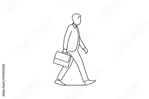 Person walking with briefcase continuous one line drawing minimalism design