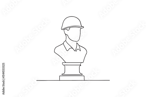 Architect bust statue continuous one line drawing minimalism design