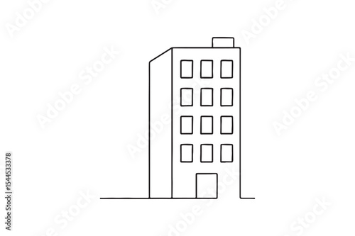 Apartment building continuous one line drawing minimalism design